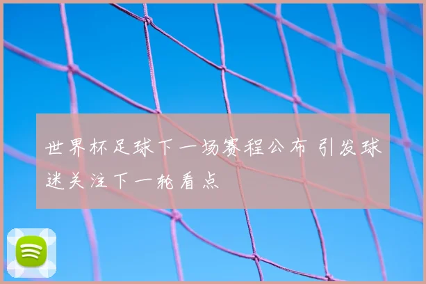世界杯足球下一场赛程公布 引发球迷关注下一轮看点